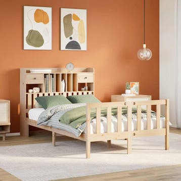 vidaXL Bed met boekenkast zonder matras massief grenenhout, Huis en Inrichting, Verzenden, Nieuw