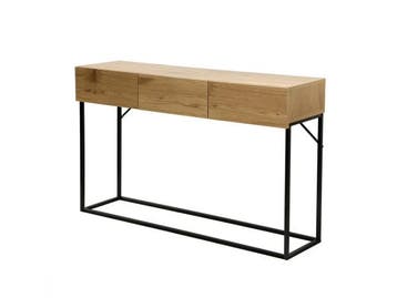 Veiling - CaliCosy wandconsole 120cm 3 lades eiklook/zwart, Maison & Meubles, Tables | Dessertes