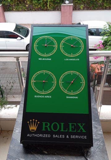 Large Size Rolex World illuminated Clock Sign - Enseigne
