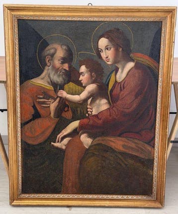 Italiaanse school (XVIII) - Sacra Famiglia con San Pietro -