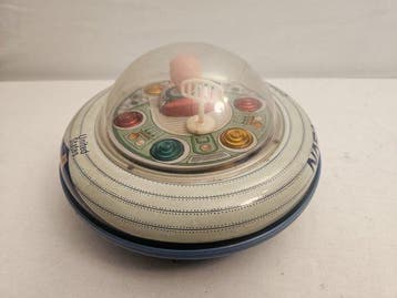 Tn - Speelgoed Tin speelgoed vliegende schotel met NASA, Antiek en Kunst