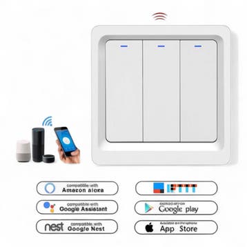 Smart Zigbee Lichtschakelaar Wit 3-knoppen, Verzenden, Nieuw