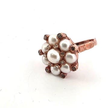 Zonder minimumprijs - Ring - 9 kt. Roségoud, Zilver Parel -, Handtassen en Accessoires, Nieuw