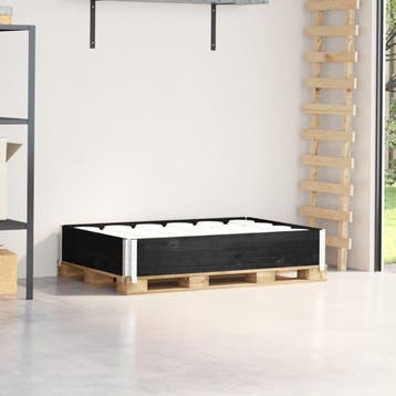 vidaXL Palletopzetrand 120x80 cm massief grenenhout zwart, Verzenden