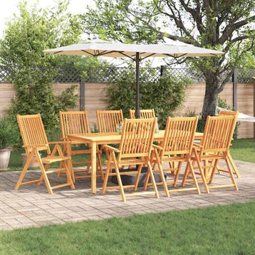 vidaXL Tuin Eettafel Set 9 st Bruin Massief Acacia Hout, Verzenden