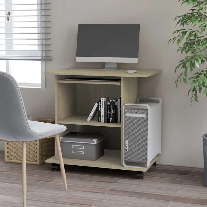 vidaXL Computerbureau 80x50x75 cm bewerkt hout sonoma, Huis en Inrichting, Bureaus, Nieuw, Verzenden