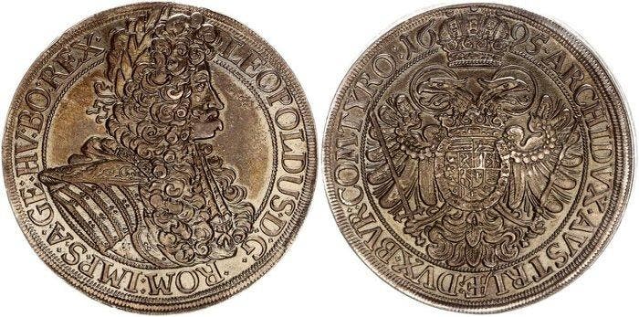 Oostenrijk, Wenen. Leopold I. 1657-1705. Reichstaler 1695, Postzegels en Munten, Munten | Europa | Niet-Euromunten