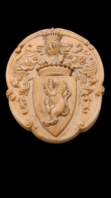 sculptuur, Stemma Araldico Leone Rampante - 46 cm - Gegoten