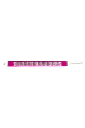 KIMU® Choker Strass Roze Stoffen Choker met Strass Steentjes, Handtassen en Accessoires, Kettingen, Ophalen of Verzenden, Nieuw