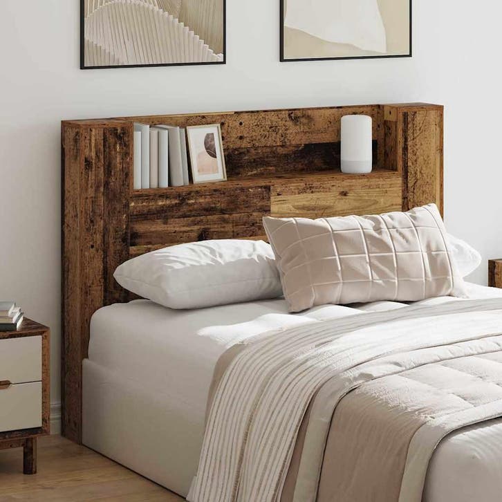 vidaXL Opslag hoofdeinde met LED Oud hout Bewerkt hout, Huis en Inrichting, Slaapkamer | Bedden, Nieuw, Verzenden