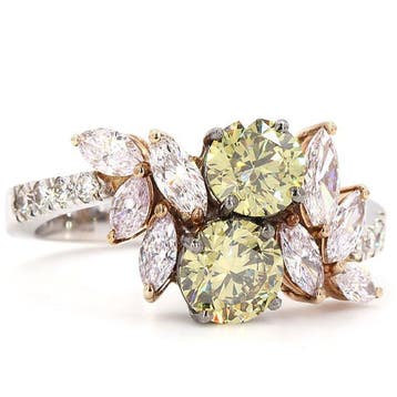 Statement ring - 18 karaat Witgoud - 1.94ct. tw. Gemengde