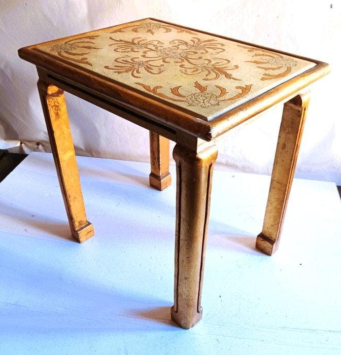 “Italian Florentine giltwood side table, ca. 1950s, pan de, Antiquités & Art, Curiosités & Brocante