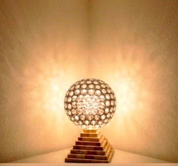 Tafellamp - ruimtevaarttijdperk - Aluminium, Metaal, Hout -
