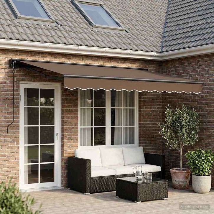 vidaXL Handmatig uitschuifbare luifel Taupe 4,5 × 3,5 m, Tuin en Terras, Zonneschermen, Nieuw, Verzenden