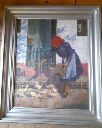 Tiszavölgyi János (1906-1996) - Libaetetés, Antiek en Kunst