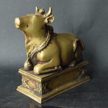 Zeer groot bronzen Nandi - 20 cm - Brons - India - Begin 20e