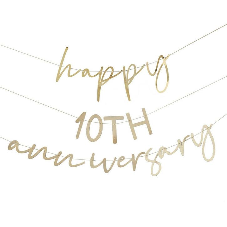 Gouden Slinger Happy Anniversary 2m, Hobby & Loisirs créatifs, Articles de fête, Envoi
