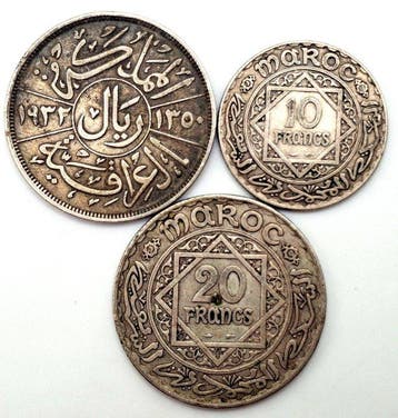 Marokko. Lot of 3 silver coins (Zonder minimumprijs)