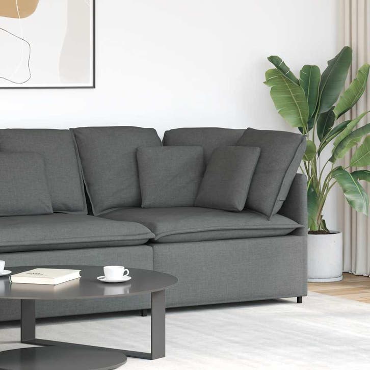 vidaXL Modulaire hoekbank met kussens 100 cm donkergrijs, Huis en Inrichting, Zetels | Voetbanken en poefs, Nieuw, Verzenden