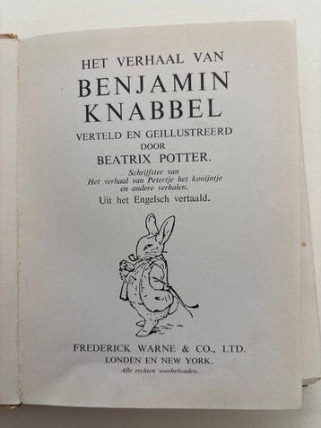 Beatrix Potter - Het verhaal van Benjamin Knabbel - 1940, Antiek en Kunst
