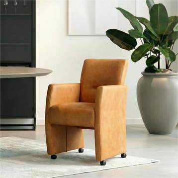 Leren eetkamerstoel Pleasure - Kenia Cognac (cognac) - Met, Huis en Inrichting, Stoelen, Eigentijds, Modern, Bruin, Nieuw, Leer