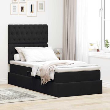 vidaXL Opslag bed met matras met hoofdeinde Zwart 100 x 200, Huis en Inrichting, Verzenden, Nieuw