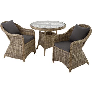tectake Aluminium rotan zitgroep Zürich 2+1 - natuur, Verzenden, Nieuw