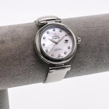 OMEGA - 34 mm, Stainless steel on a leather strap - De Ville, Nieuw
