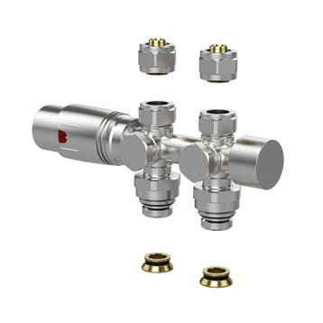 Belrad onderblok RVS thermostatisch recht/haaks compleet set, Verzenden, Nieuw, Thermostaat