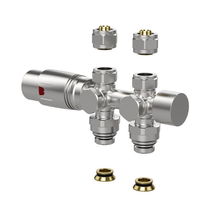 Belrad onderblok RVS thermostatisch recht/haaks compleet set, Doe-het-zelf en Bouw, Verwarming en Radiatoren, Thermostaat, Nieuw