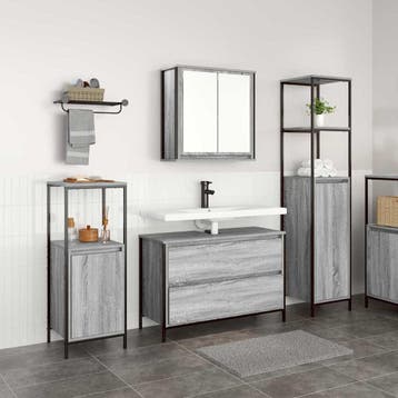 vidaXL Badkamermeubel Set 3 st Grijs Sonoma 90 x 34,5 x 60, Verzenden, Nieuw