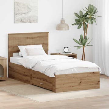 vidaXL Bedframe met lade Artisanaal eiken 90 x 200 cm, Verzenden, Nieuw