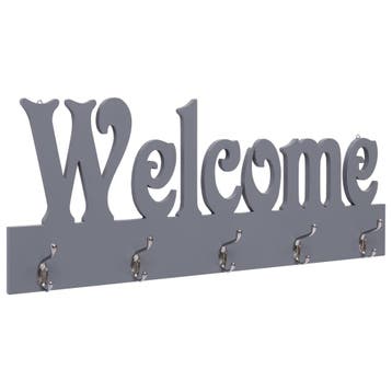 vidaXL Wandkapstok WELCOME 74x29,5 cm grijs, Verzenden