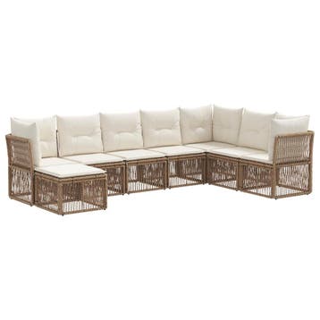 vidaXL Tuinbank Set 8 pcs Beige poly rattan, Verzenden, Nieuw