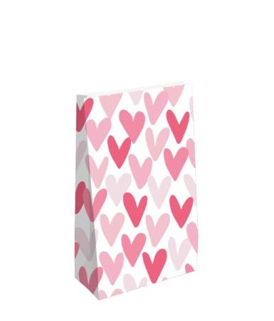 4x Blokzak ROZE hartjesregen Maat L (Blokbodemzak), Diversen, Cadeauverpakkingen, Cadeauzakje, Nieuw, Ophalen of Verzenden