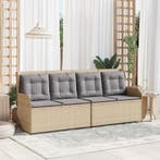 vidaXL Tuinbank met kussen Beige en Grijs poly rattan, Verzenden, Nieuw