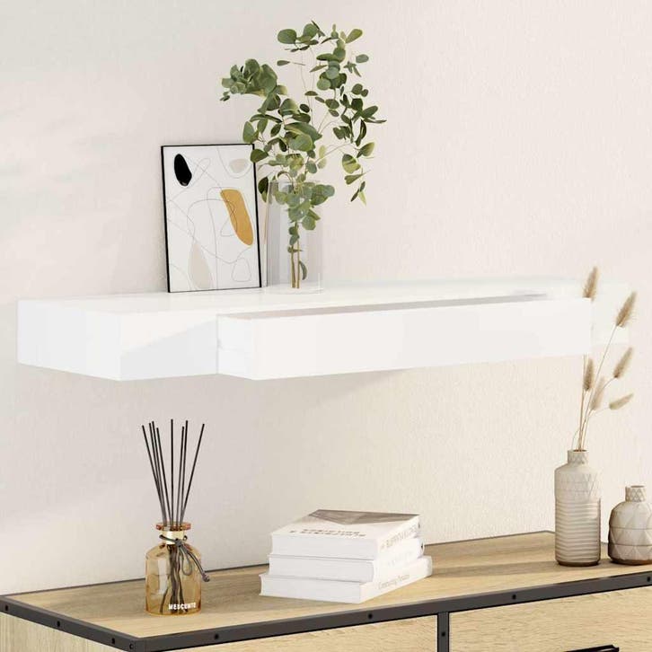vidaXL Wandschap met lade zwevend MDF wit, Huis en Inrichting, Kasten | Wandmeubels, Nieuw, Verzenden