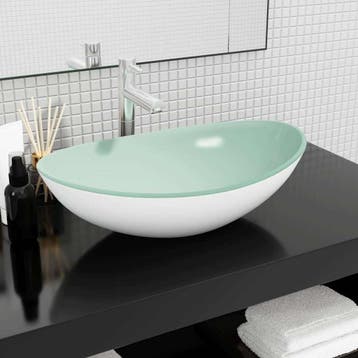 vidaXL Wasbak 54,5x35x15,5 cm gehard glas wit, Doe-het-zelf en Bouw, Sanitair, Verzenden, Nieuw