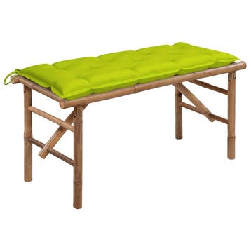 vidaXL Tuinbank inklapbaar met kussen 118 cm bamboe, Verzenden, Nieuw