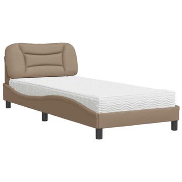 vidaXL Bed met matras Hvar kunstleer cappuccinokleurig, Huis en Inrichting, Slaapkamer | Bedden, Verzenden, Nieuw