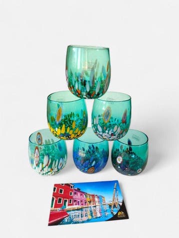 MurArt - Drinkset - Glas - Set van zes glazen - Murrine