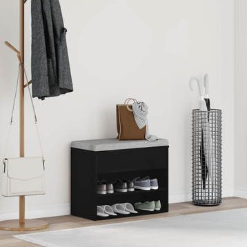 vidaXL Schoenenbank 60 x 30 x 45 cm Bewerkt hout Zwart Eiken, Verzenden