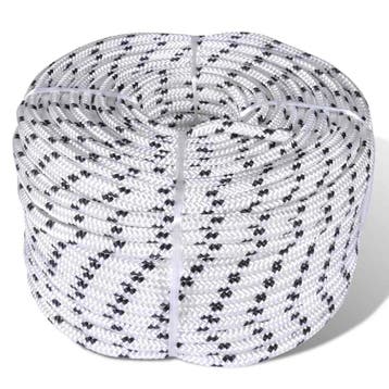 vidaXL Boottouw gevlochten 10 mm 250 m polyester wit, Verzenden