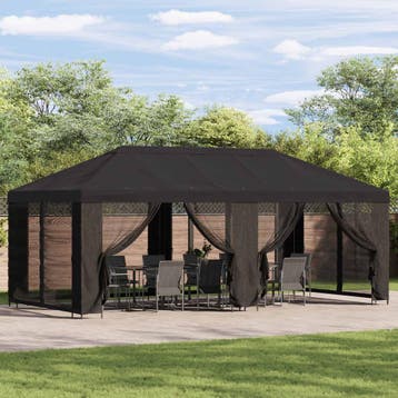 vidaXL Tuin gazebo met zijwanden 6 x 3 m Antraciet Polyester, Verzenden