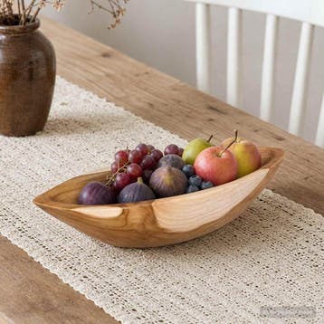 vidaXL Fruit Bowl JEPARA Teak Brown 46 x 16 x 11 cm, Verzenden, Nieuw