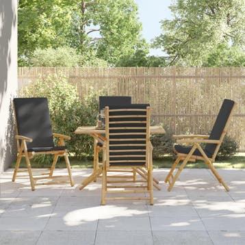 vidaXL Tuinstoelen 4 st inklapbaar met kussens bamboe, Verzenden