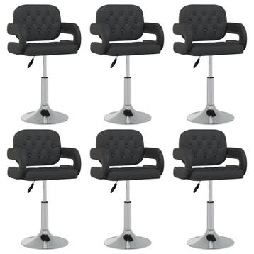 vidaXL Eetkamerstoelen draaibaar 6 st kunstleer zwart, Verzenden