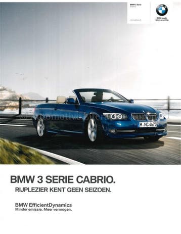 2013 BMW 3 SERIE CABRIOLET BROCHURE NEDERLANDS, Nieuw