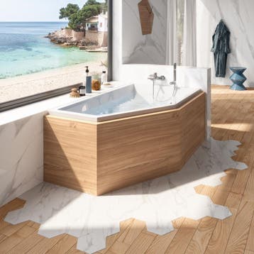 Ligbad Sanindusa Delta Compact Rechts 160x90 cm Wit, Ophalen of Verzenden, Bad