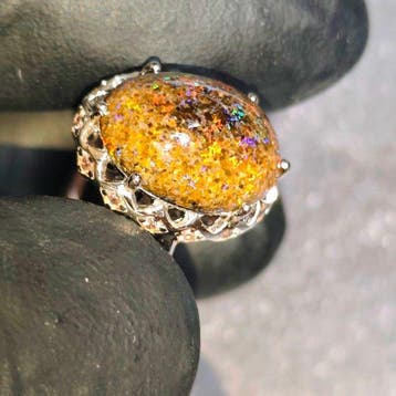 Bague argent s925 opale australienne Bijoux- 3.79 g - (1)